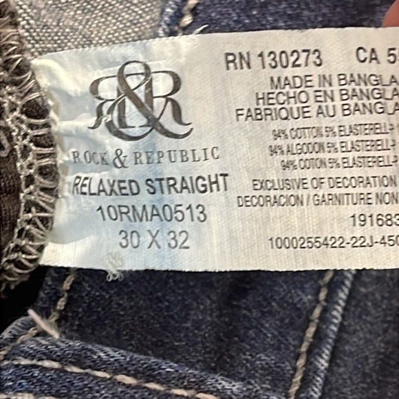 Rock & Republic Dark Blue Relaxed Straight Men's Jeans SIZE 30/32 - Picture 6 of 7